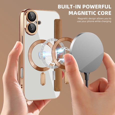 Husa de protectie Techsuit SmartMag Book compatibil cu iPhone 16, Maro
