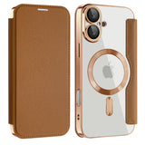 Husa de protectie Techsuit SmartMag Book compatibil cu iPhone 16 Plus, Maro