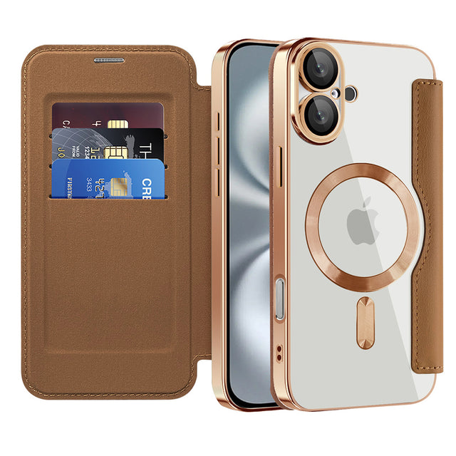 Husa de protectie Techsuit SmartMag Book compatibil cu iPhone 16 Plus, Maro