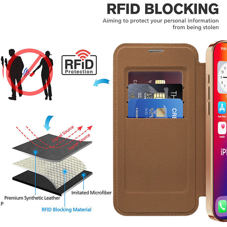 Husa de protectie Techsuit SmartMag Book compatibil cu iPhone 16 Plus, Maro