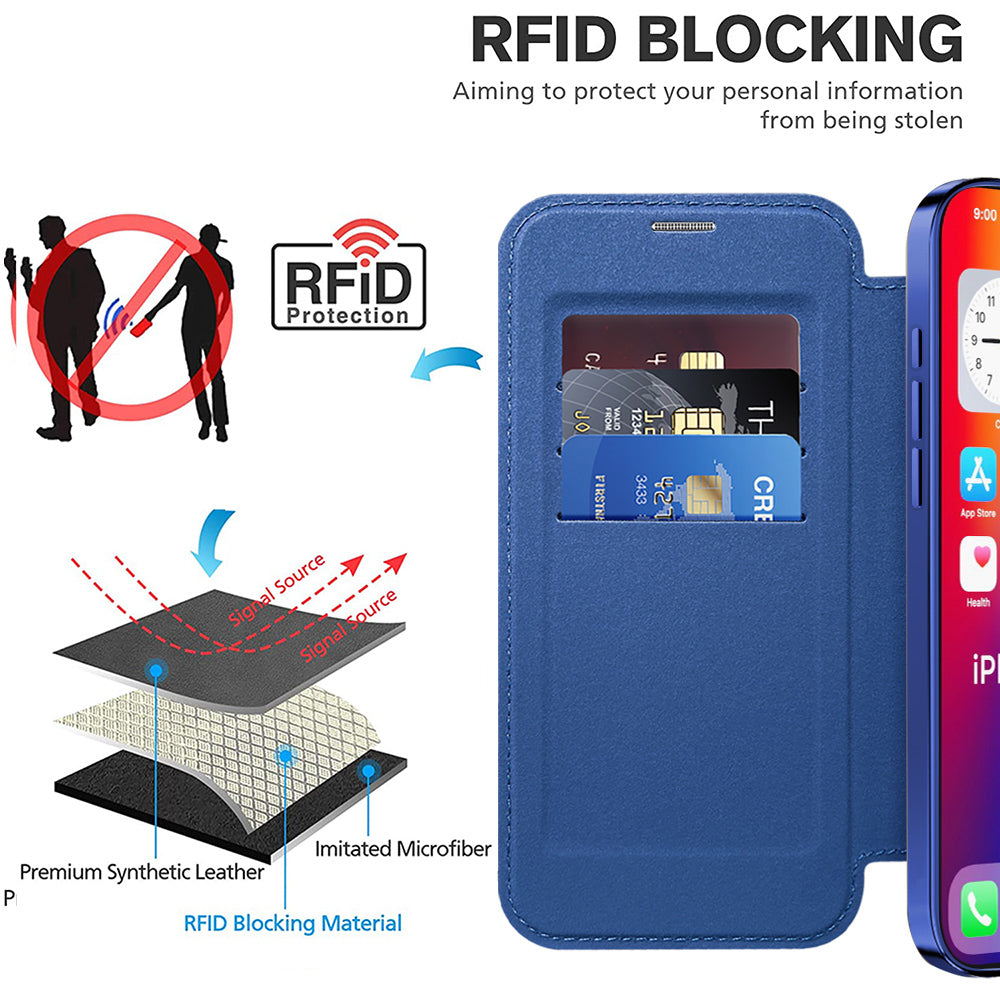 Husa de protectie Techsuit SmartMag Book compatibil cu iPhone 16 Plus, Albastru