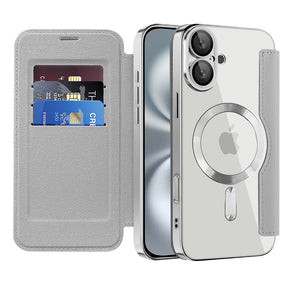 Husa de protectie Techsuit SmartMag Book compatibil cu iPhone 16 Plus, Gri