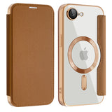 Husa de protectie Techsuit SmartMag Book compatibil cu iPhone 16e / iPhone 17e, Maro