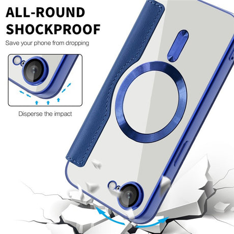 Husa de protectie Techsuit SmartMag Book compatibil cu iPhone 16e / iPhone 17e, Albastru