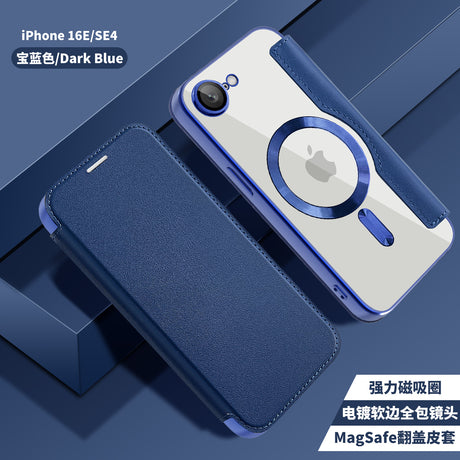 Husa de protectie Techsuit SmartMag Book compatibil cu iPhone 16e / iPhone 17e, Albastru