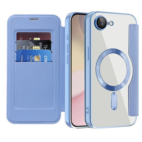Husa de protectie Techsuit SmartMag Book compatibil cu iPhone 16e / iPhone 17e, Albastru Deschis