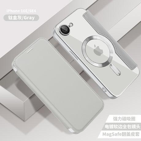 Husa de protectie Techsuit SmartMag Book compatibil cu iPhone 16e / iPhone 17e, Gri