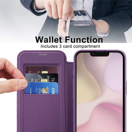 Husa de protectie Techsuit SmartMag Book compatibil cu iPhone 16e / iPhone 17e, Mov