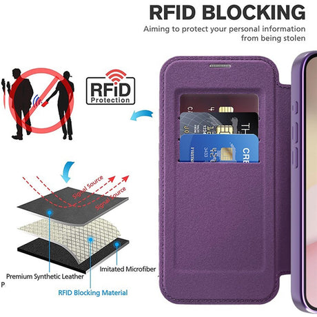 Husa de protectie Techsuit SmartMag Book compatibil cu iPhone 16e / iPhone 17e, Mov