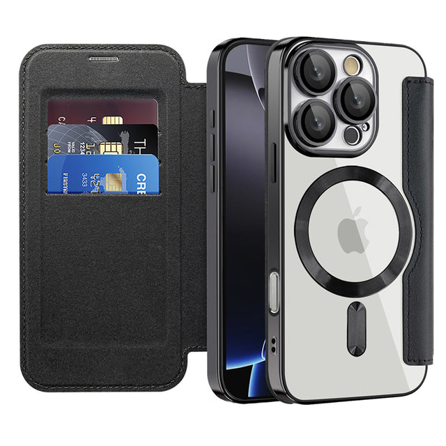 Husa de protectie Techsuit SmartMag Book compatibil cu iPhone 16 Pro, Negru