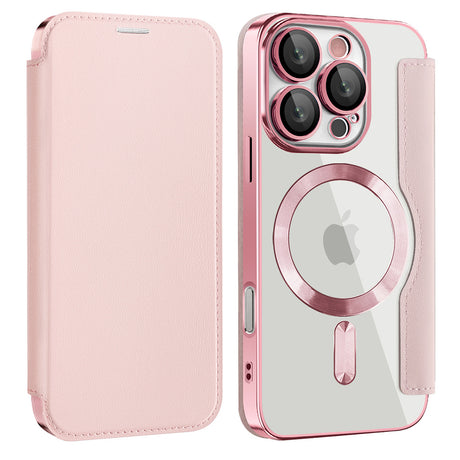 Husa de protectie Techsuit SmartMag Book compatibil cu iPhone 16 Pro, Roz