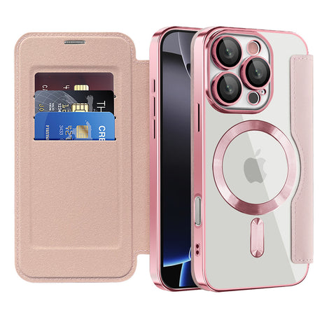 Husa de protectie Techsuit SmartMag Book compatibil cu iPhone 16 Pro, Roz
