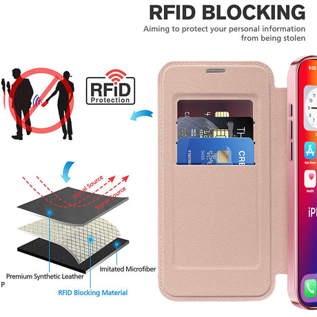 Husa de protectie Techsuit SmartMag Book compatibil cu iPhone 16 Pro, Roz