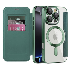 Husa de protectie Techsuit SmartMag Book compatibil cu iPhone 16 Pro, Verde