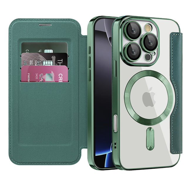 Husa de protectie Techsuit SmartMag Book compatibil cu iPhone 16 Pro, Verde