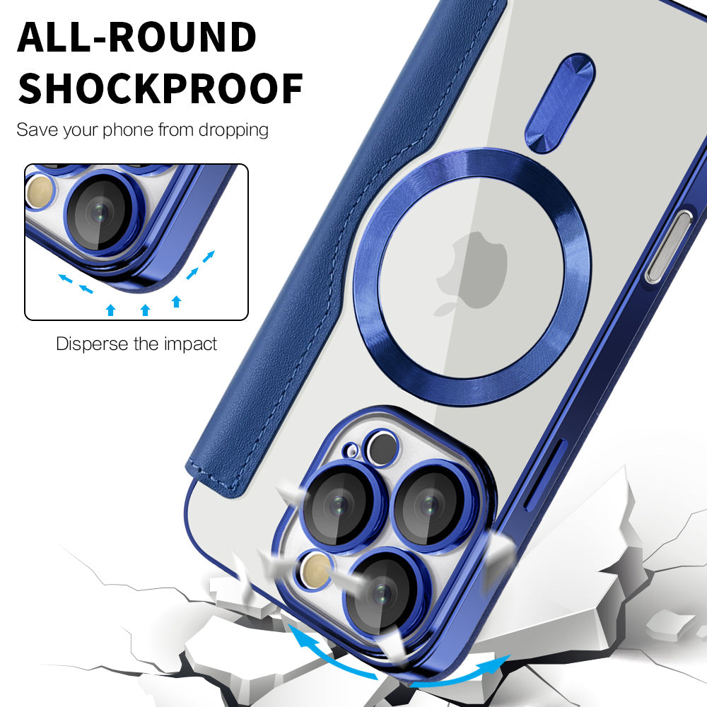 Husa de protectie Techsuit SmartMag Book compatibil cu iPhone 16 Pro, Albastru