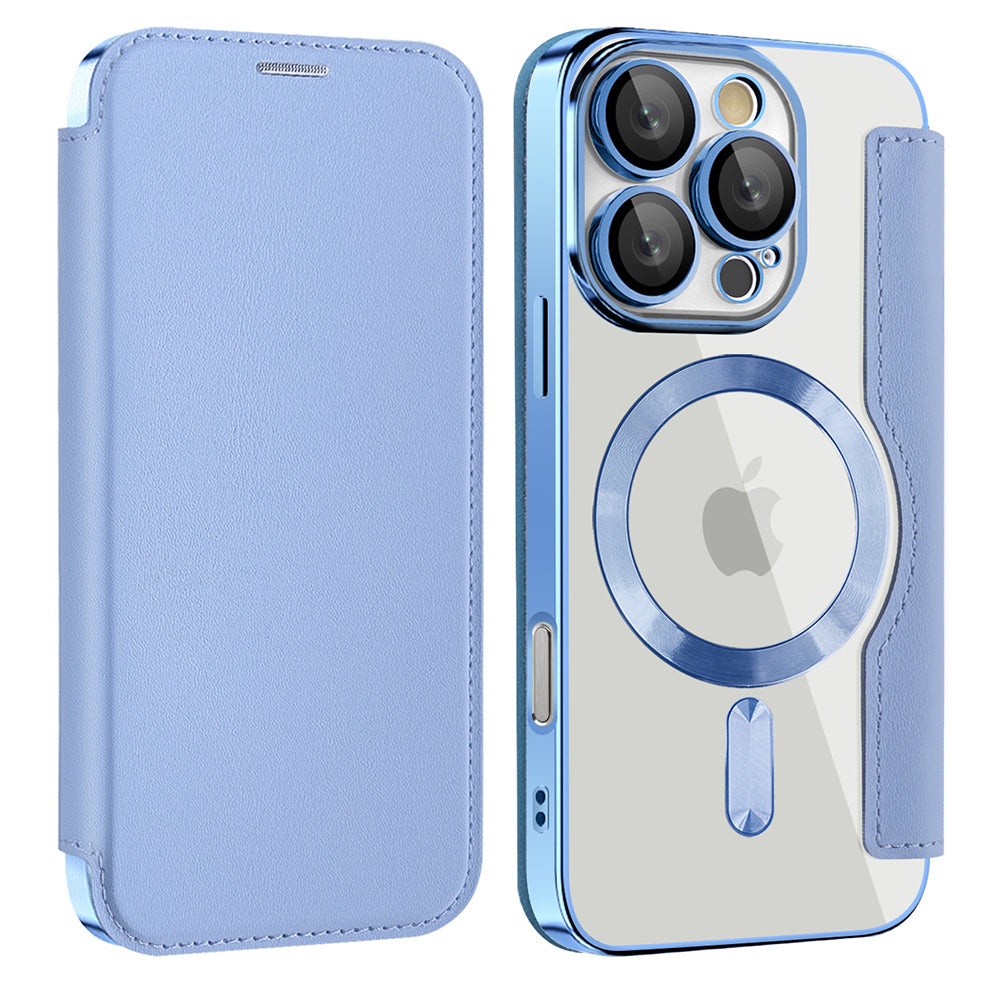 Husa de protectie Techsuit SmartMag Book compatibil cu iPhone 16 Pro, Albastru Deschis