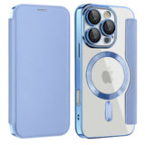 Husa de protectie Techsuit SmartMag Book compatibil cu iPhone 16 Pro, Albastru Deschis
