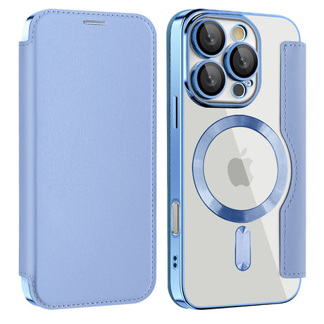 Husa de protectie Techsuit SmartMag Book compatibil cu iPhone 16 Pro, Albastru Deschis