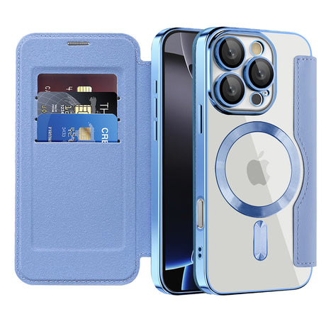 Husa de protectie Techsuit SmartMag Book compatibil cu iPhone 16 Pro, Albastru Deschis