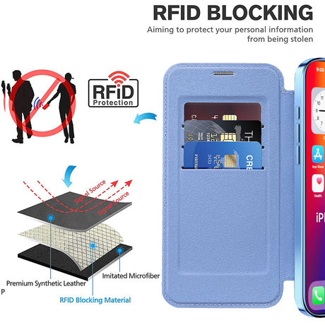 Husa de protectie Techsuit SmartMag Book compatibil cu iPhone 16 Pro, Albastru Deschis