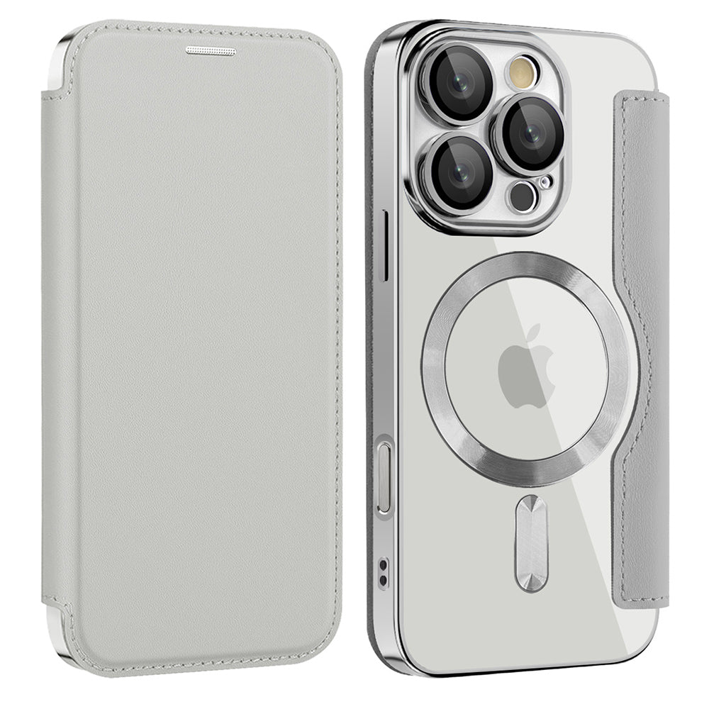 Husa de protectie Techsuit SmartMag Book compatibil cu iPhone 16 Pro, Gri