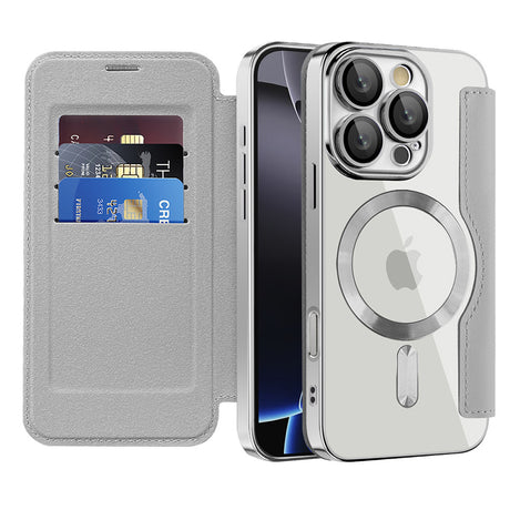 Husa de protectie Techsuit SmartMag Book compatibil cu iPhone 16 Pro, Gri