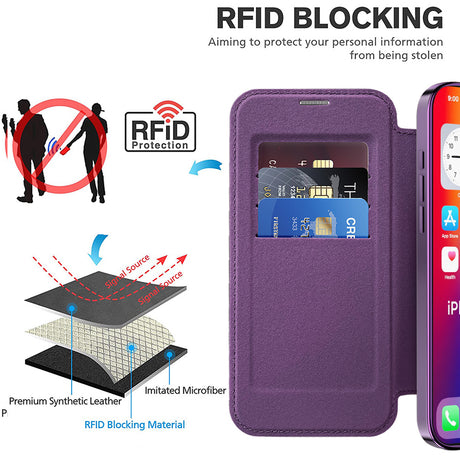 Husa de protectie Techsuit SmartMag Book compatibil cu iPhone 16 Pro, Mov