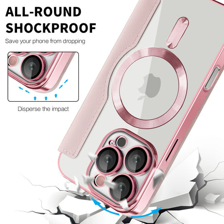 Husa de protectie Techsuit SmartMag Book compatibil cu iPhone 16 Pro Max, Roz