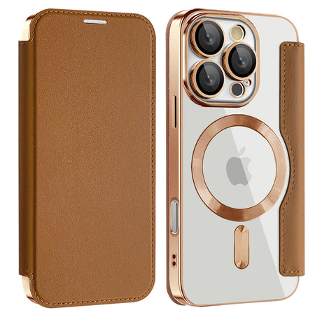 Husa de protectie Techsuit SmartMag Book compatibil cu iPhone 16 Pro Max, Maro