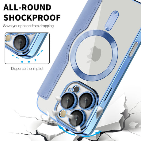 Husa de protectie Techsuit SmartMag Book compatibil cu iPhone 16 Pro Max, Albastru Deschis