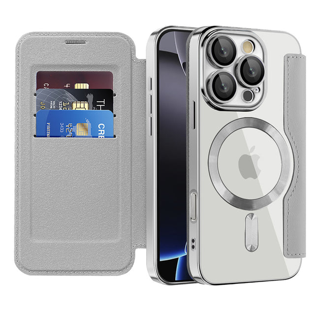 Husa de protectie Techsuit SmartMag Book compatibil cu iPhone 16 Pro Max, Gri