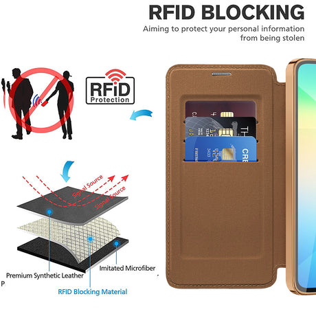 Husa de protectie Techsuit SmartMag Book compatibil cu Samsung Galaxy A06, Maro