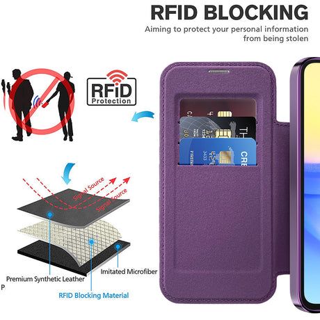 Husa de protectie Techsuit SmartMag Book compatibil cu Samsung Galaxy A15 4G / A15 5G, Mov