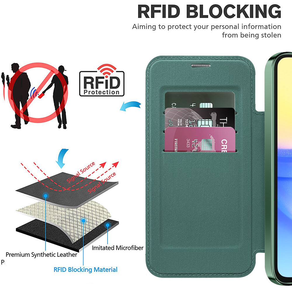 Husa de protectie Techsuit SmartMag Book compatibil cu Samsung Galaxy A15 4G / A15 5G, Verde