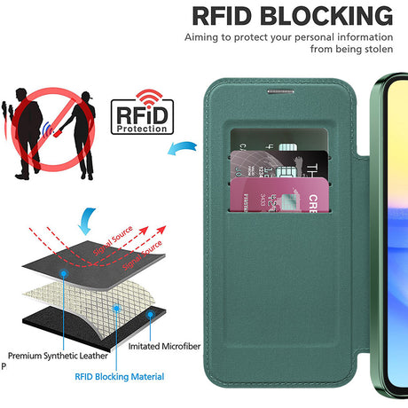 Husa de protectie Techsuit SmartMag Book compatibil cu Samsung Galaxy A15 4G / A15 5G, Verde