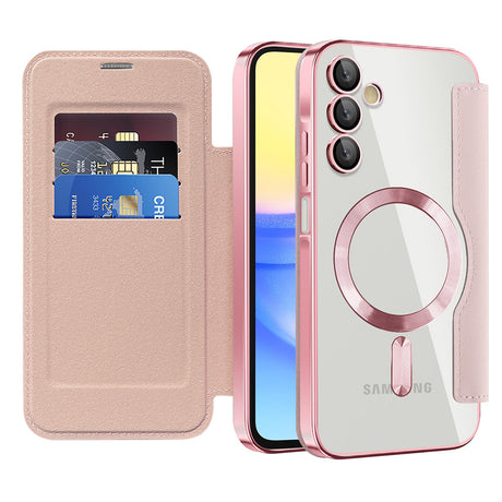 Husa de protectie Techsuit SmartMag Book compatibil cu Samsung Galaxy A15 4G / A15 5G, Roz