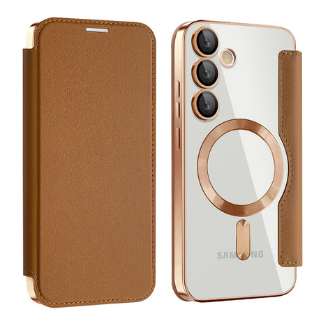 Husa de protectie Techsuit SmartMag Book compatibil cu Samsung Galaxy S24 FE, Maro