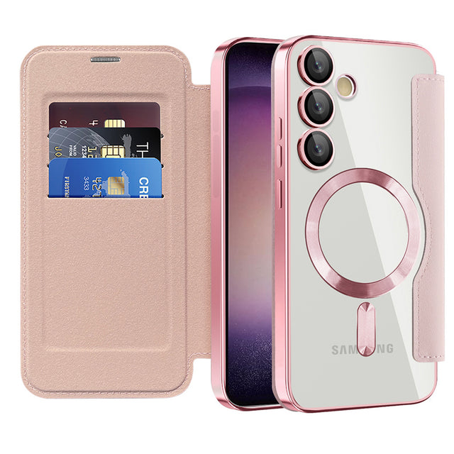 Husa de protectie Techsuit SmartMag Book compatibil cu Samsung Galaxy S23, Roz