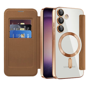 Husa de protectie Techsuit SmartMag Book compatibil cu Samsung Galaxy S23, Maro