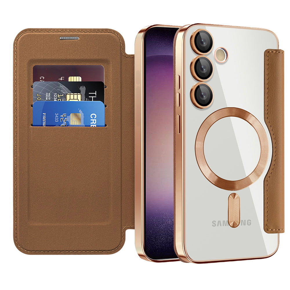 Husa de protectie Techsuit SmartMag Book compatibil cu Samsung Galaxy S23 Plus, Maro
