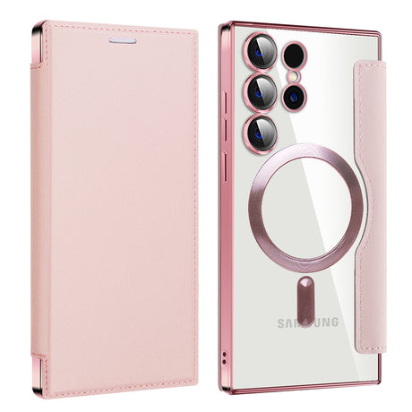 Husa de protectie Techsuit SmartMag Book compatibil cu Samsung Galaxy S23 Ultra, Roz