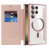 Husa de protectie Techsuit SmartMag Book compatibil cu Samsung Galaxy S23 Ultra, Roz