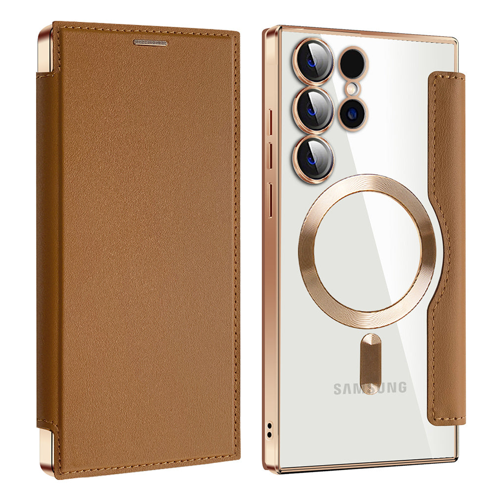 Husa de protectie Techsuit SmartMag Book compatibil cu Samsung Galaxy S23 Ultra, Maro