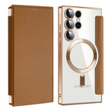 Husa de protectie Techsuit SmartMag Book compatibil cu Samsung Galaxy S23 Ultra, Maro