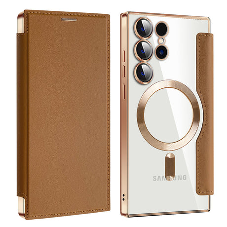Husa de protectie Techsuit SmartMag Book compatibil cu Samsung Galaxy S23 Ultra, Maro