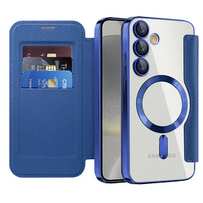 Husa de protectie Techsuit SmartMag Book compatibil cu Samsung Galaxy S24, Albastru