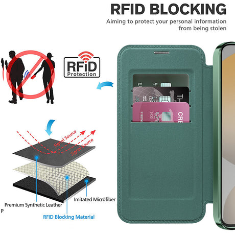 Husa de protectie Techsuit SmartMag Book compatibil cu Samsung Galaxy S24, Verde