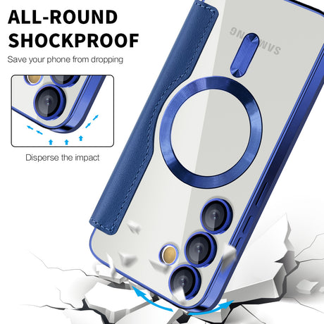 Husa de protectie Techsuit SmartMag Book compatibil cu Samsung Galaxy S24 Plus, Albastru