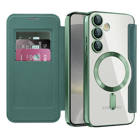 Husa de protectie Techsuit SmartMag Book compatibil cu Samsung Galaxy S24 Plus, Verde